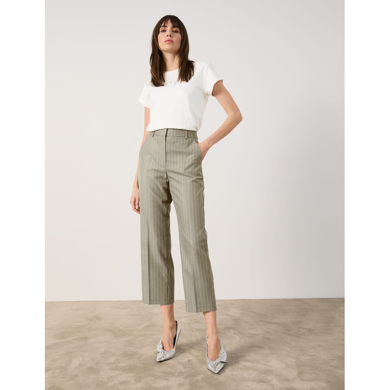 Fine 7/8-Length Pinstripe Trousers In A Straight Fit