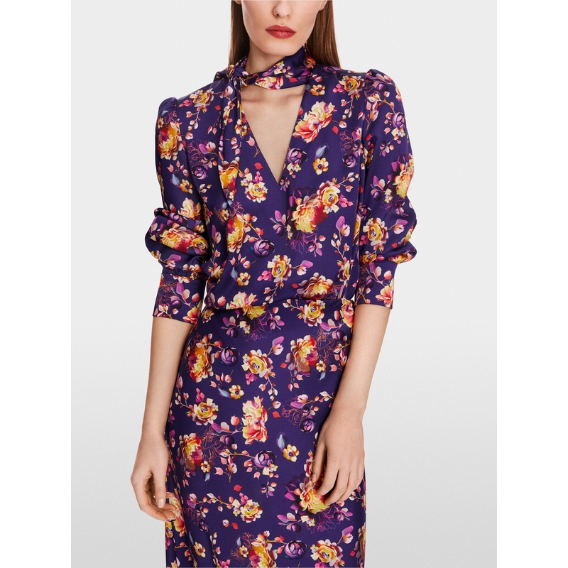 Flared Blouse With Ai Floral Print