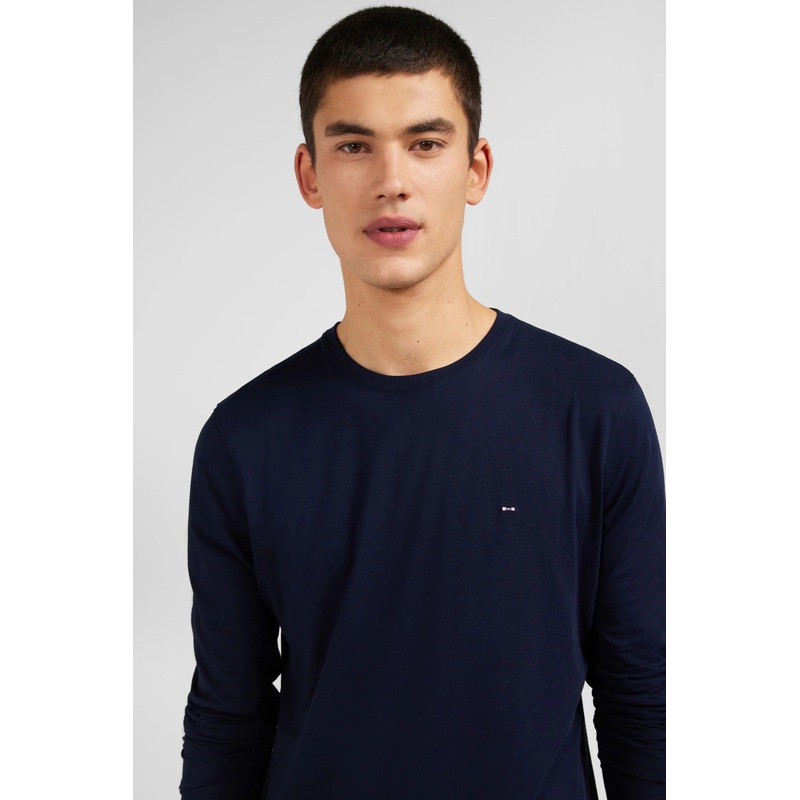 Long Sleeved Navy Blue Cotton T-Shirt