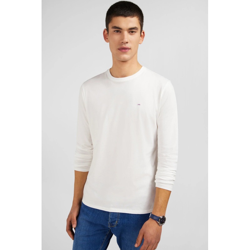 Long Sleeved White Cotton T-Shirt