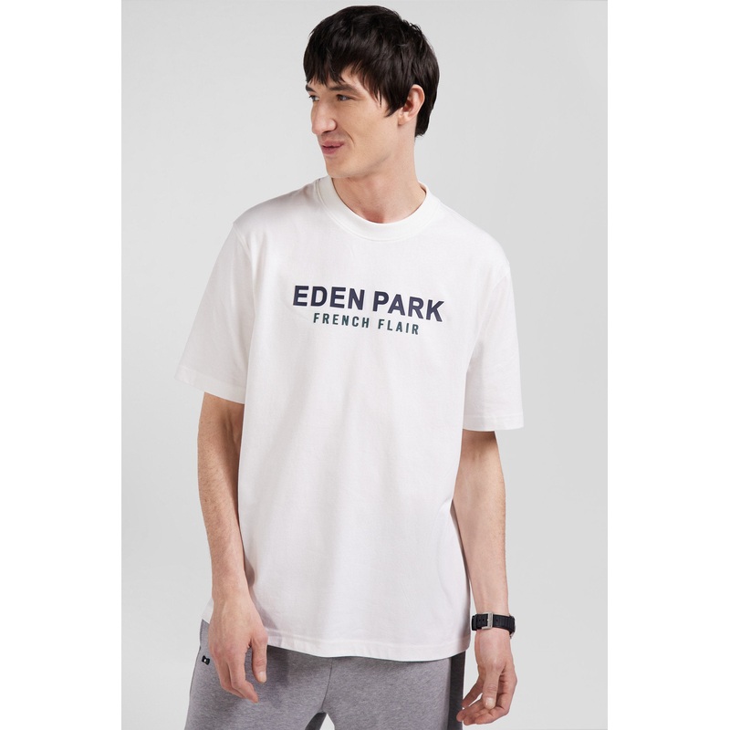 Oversize Ecru Eden Park French Flair Cotton Short-Sleeved T-Shirt