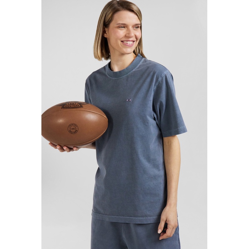 Oversize Grey Unisex Short-Sleeved T-Shirt In Overdyed Cotton