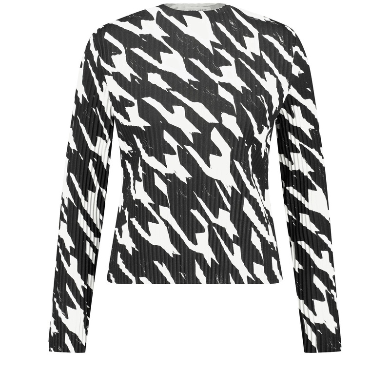 Pleated Long Sleeve Top With A Stand-Up Collar