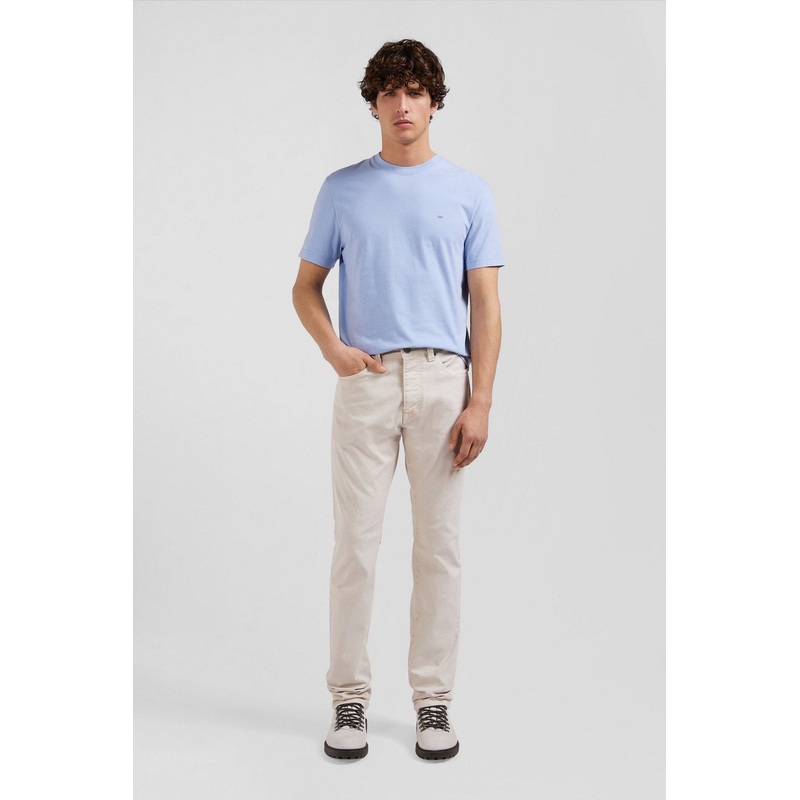 Regular Ecru Stretch Cotton 5-Pocket Trousers