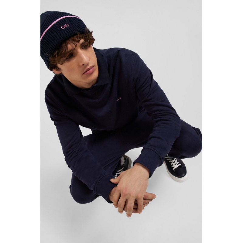 Regular Navy Brushed Cotton Fleece Sweatshirt