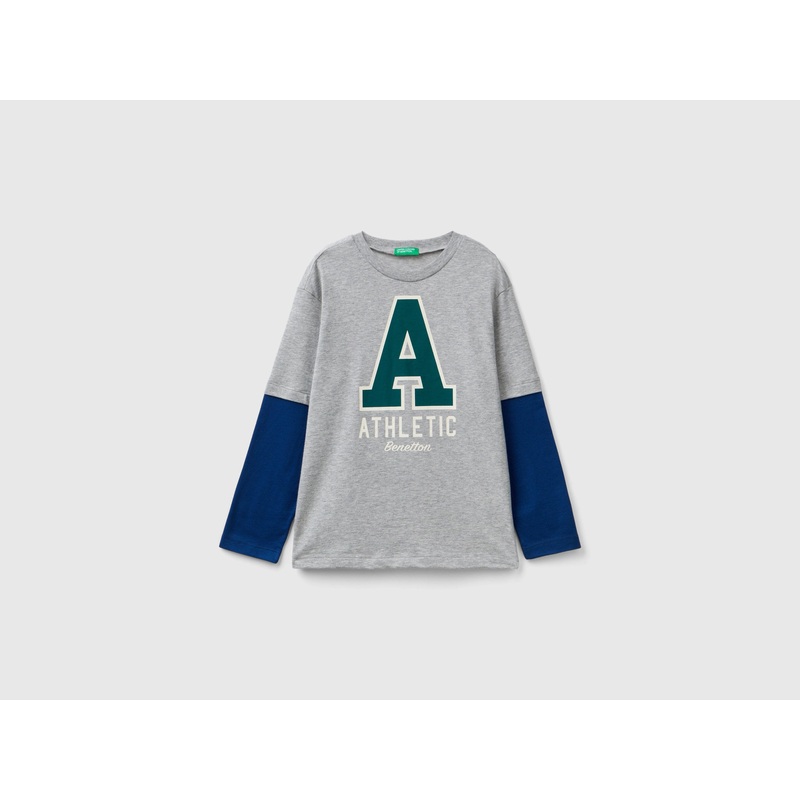 T-Shirt With Double Sleeve In Organic Cotton