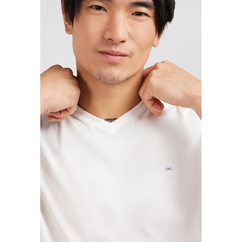 V-Neck White Light Pima Cotton T-Shirt