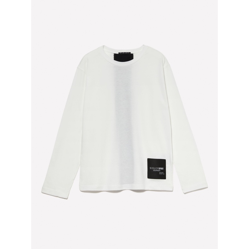 White T-Shirt In Organic Cotton With Stripe