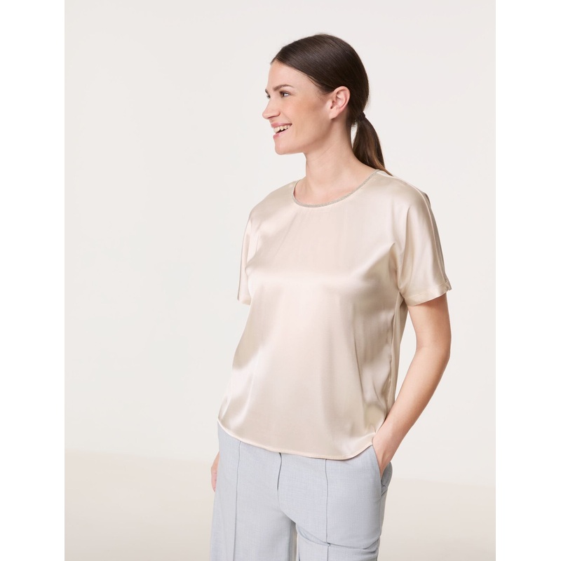 Blouse Top With A Glittering Neckline Trim