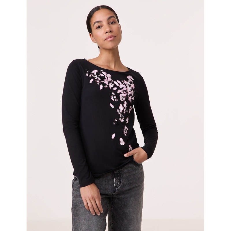 Embellished Long Sleeve Top Made Of Organic Cotton