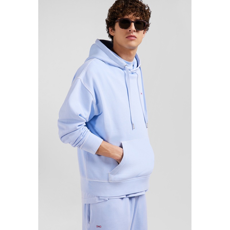 Oversize Sky Blue Unisex Dyed Cotton Fleece Hoodie