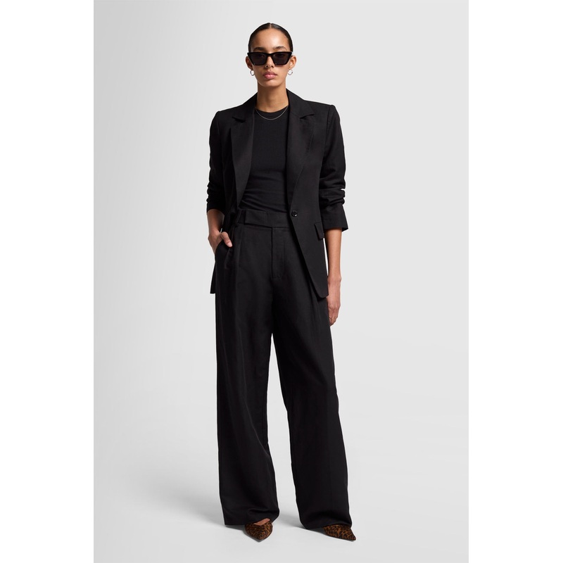 Pleated Trouser Linen Black