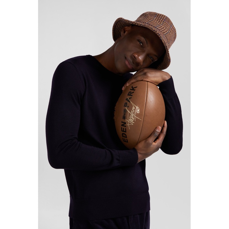 Regular Navy Blue Merino Wool V-Neck Jumper