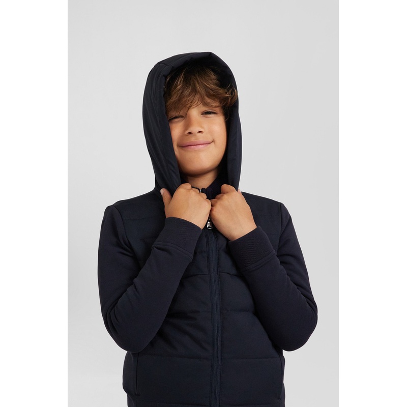 Regular Navy Blue Padded Zipped Hoodie