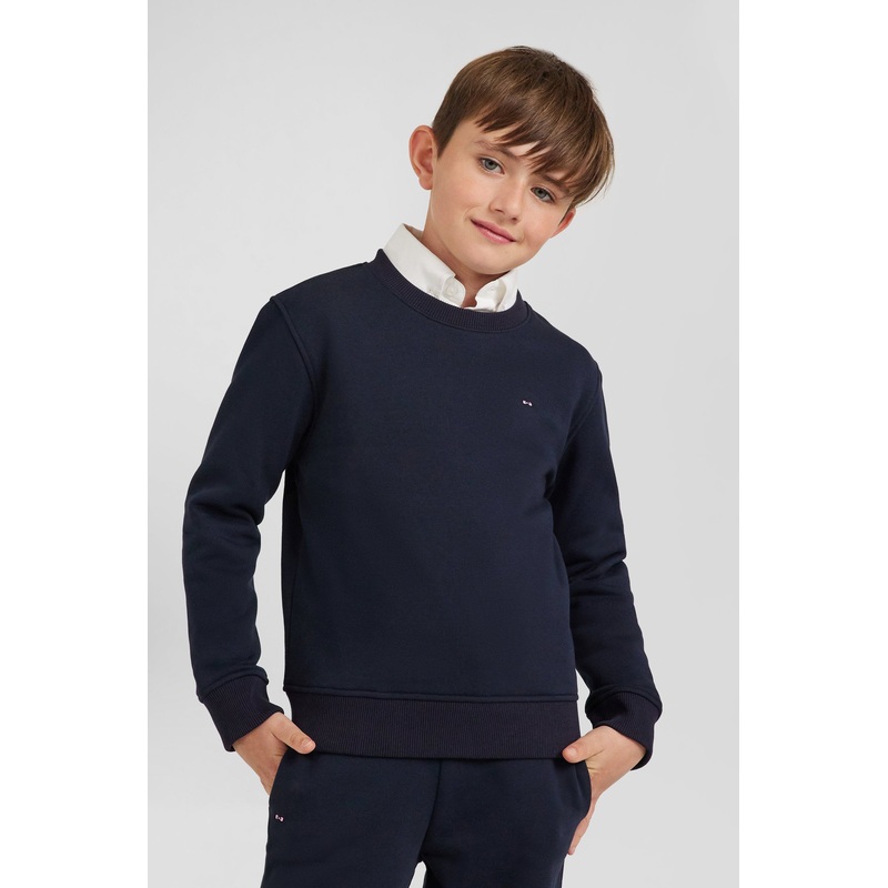 Regular Navy Blue Round Neck Cotton Sweatshirt