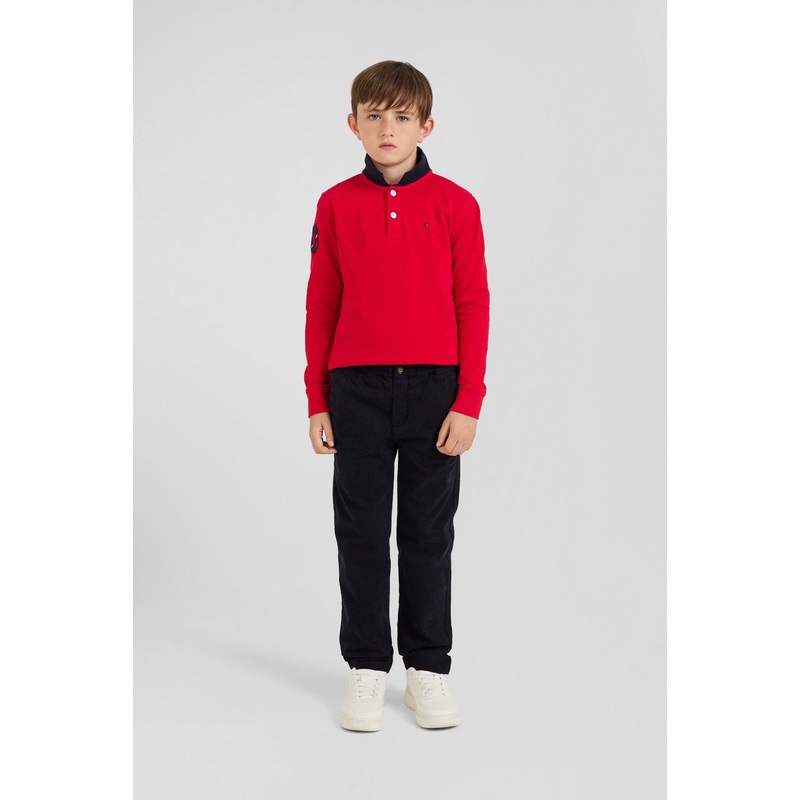 Regular Navy Blue Stretch Cotton Chino Trousers