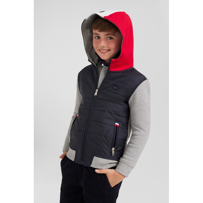Regular Navy Padded Front Zipped Hoodie