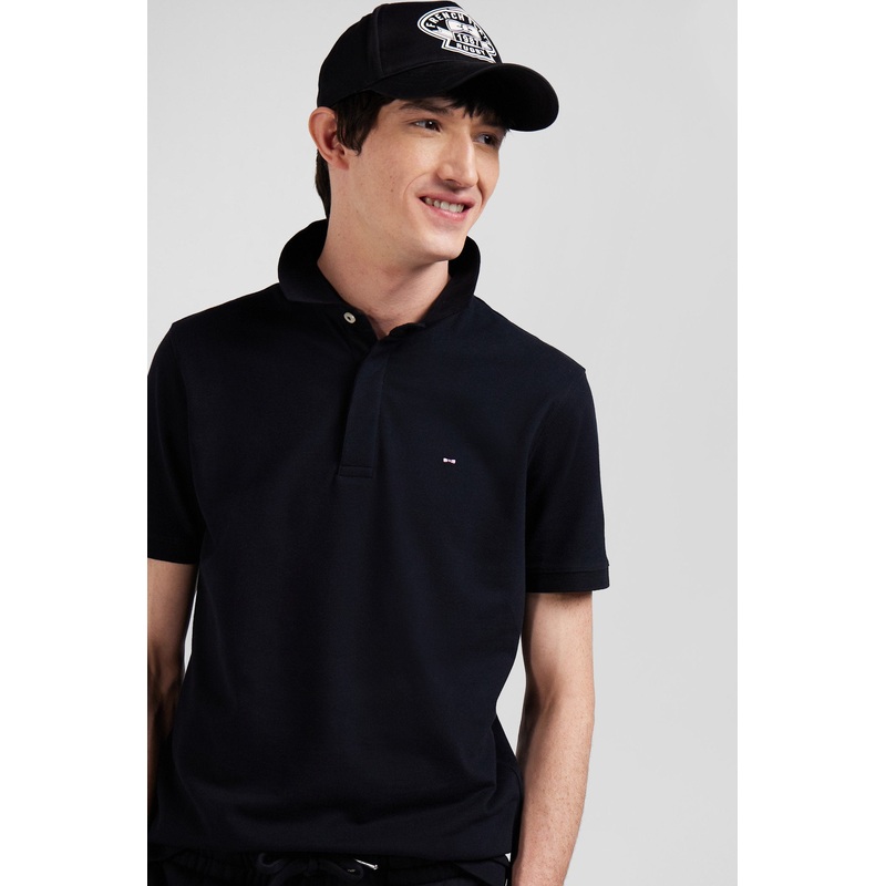 Slim Black Short-Sleeved Cotton Piqu Polo Shirt