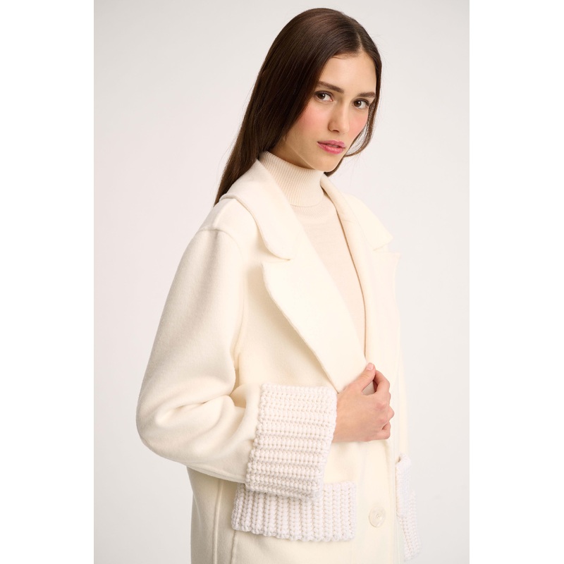 Sonico Pea Coat With Knit Details