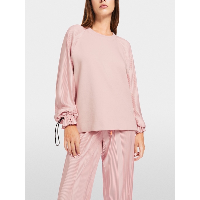 Sweatshirt With Pleated Sleeves