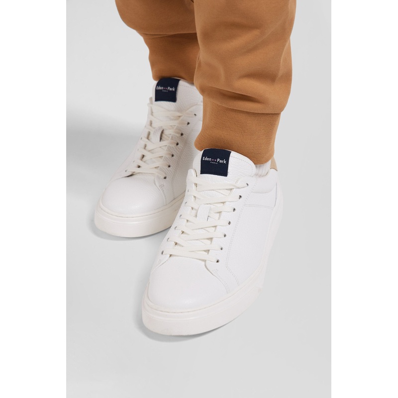 White Low-Top Leather Sneakers