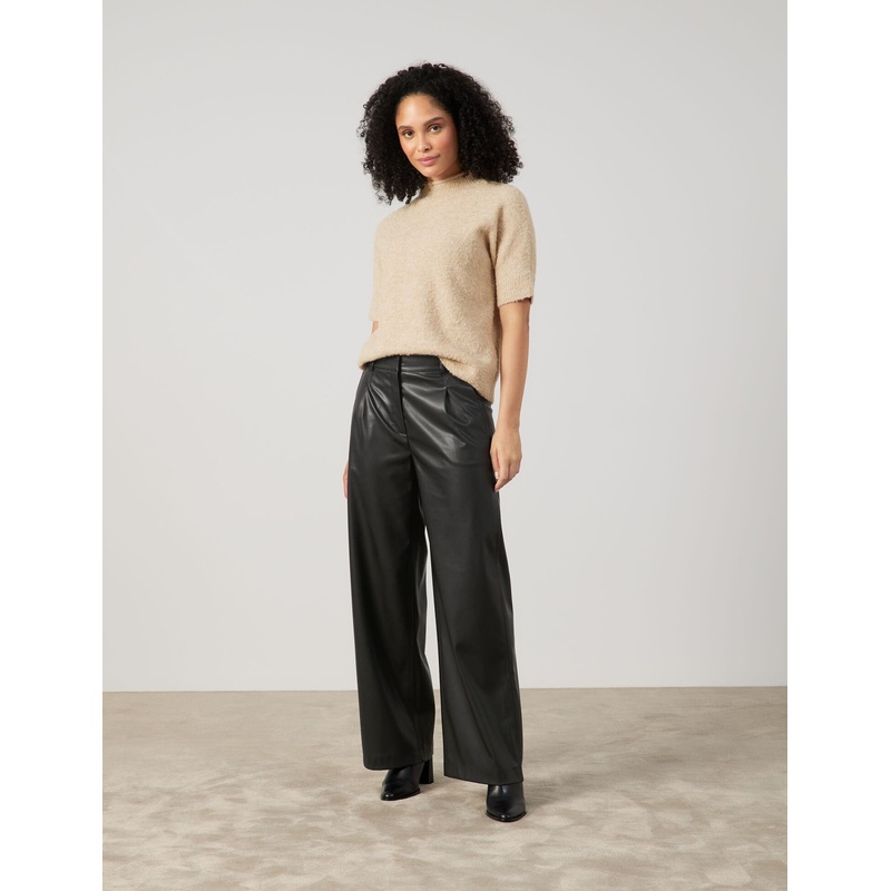 Wide Trousers In Leather Look