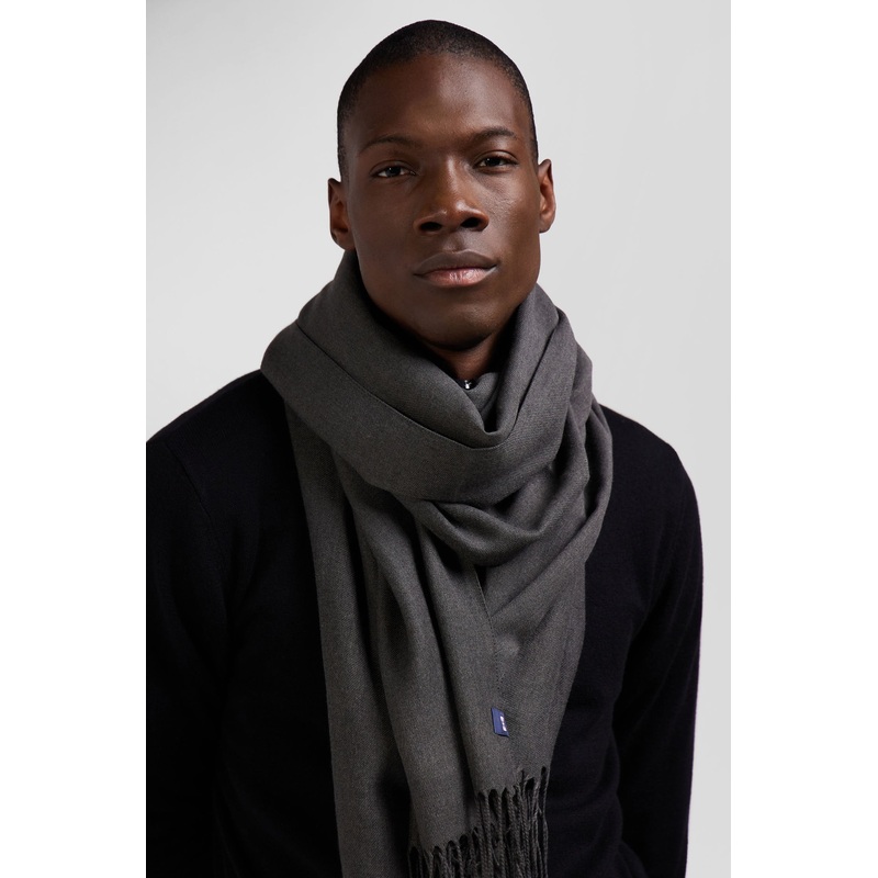 Anthracite Grey Fringed Plain Scarf