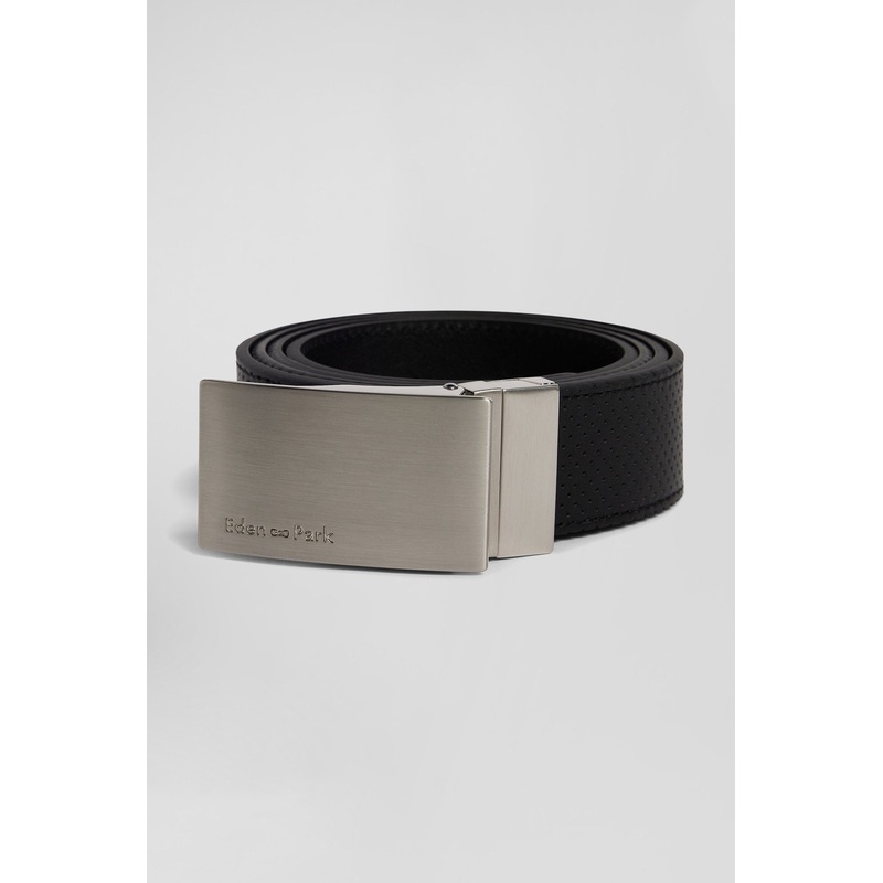 Black Leather Belt Set With Two Metal Buckles