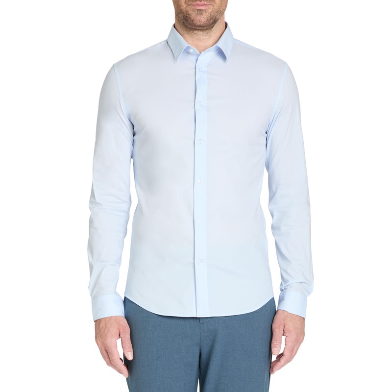 Extra Slim Stretch Cotton Shirt - Light Blue