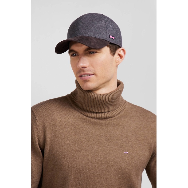 Grey And Brown Wool Felt Cap