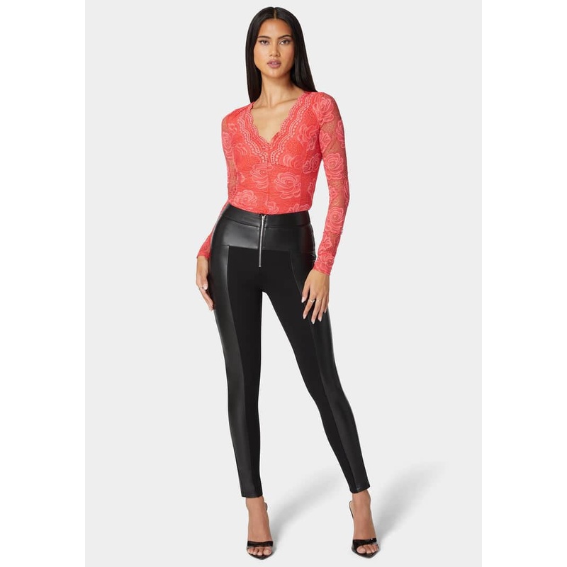 High Waist Vegan Leather Combo Pdr Legging