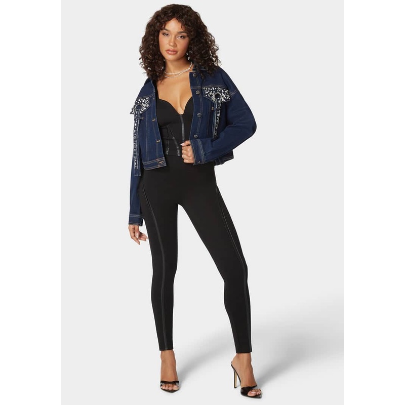 High Waist Vegan Leather Details Pdr Legging