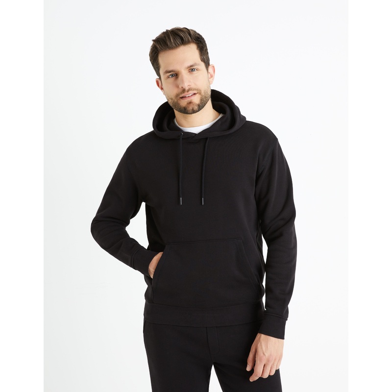 Hooded Cotton Sweatshirt - Black