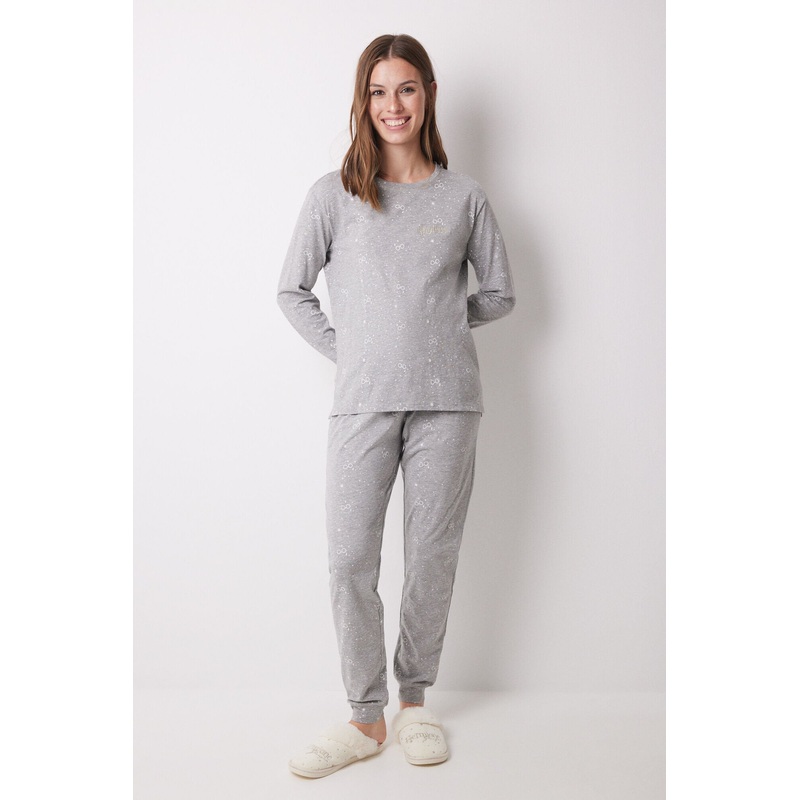 Long Pajamas 100% Gray Cotton Harry Potter
