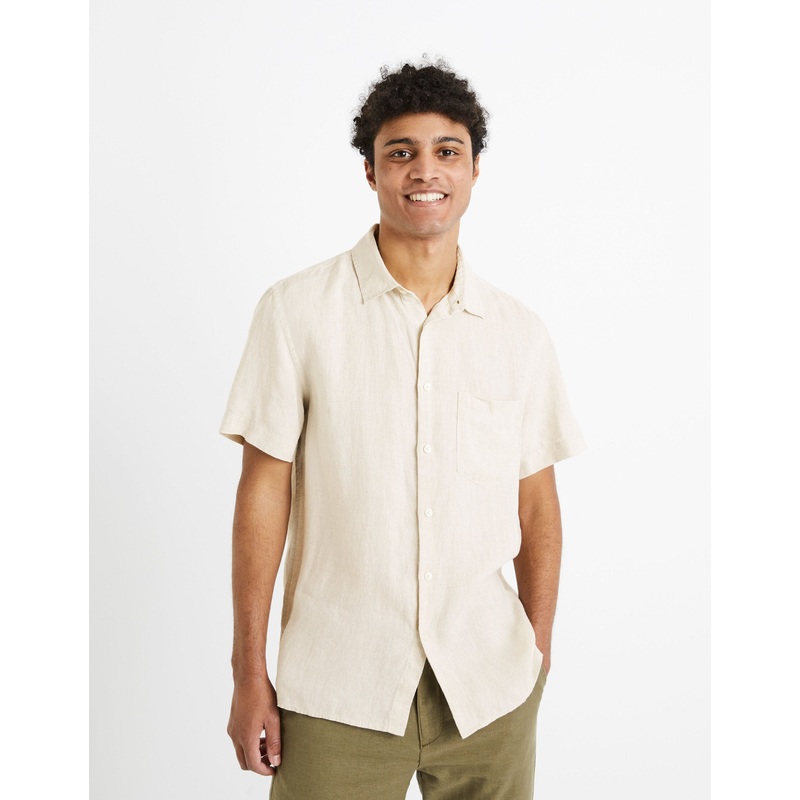 Regular 100% Linen Shirt - Ecru