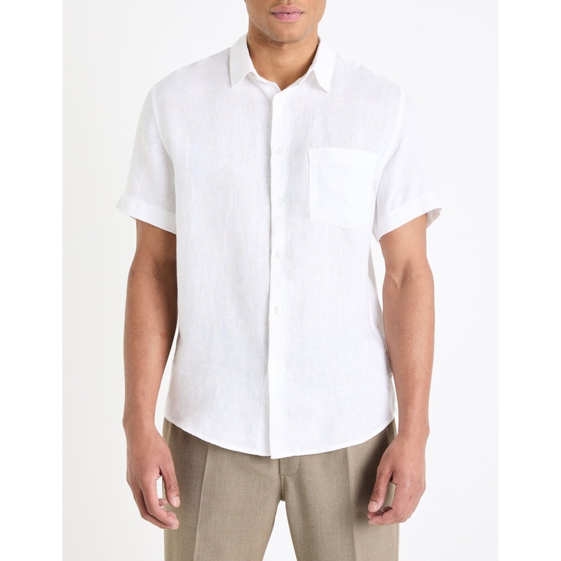 Regular 100% Linen Shirt - White