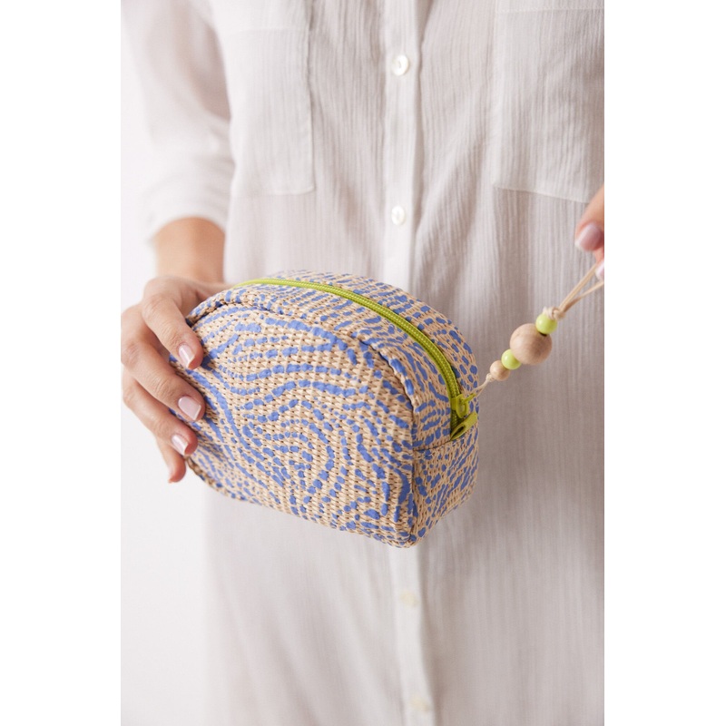 Small Ethnic Raffia Beauty Case