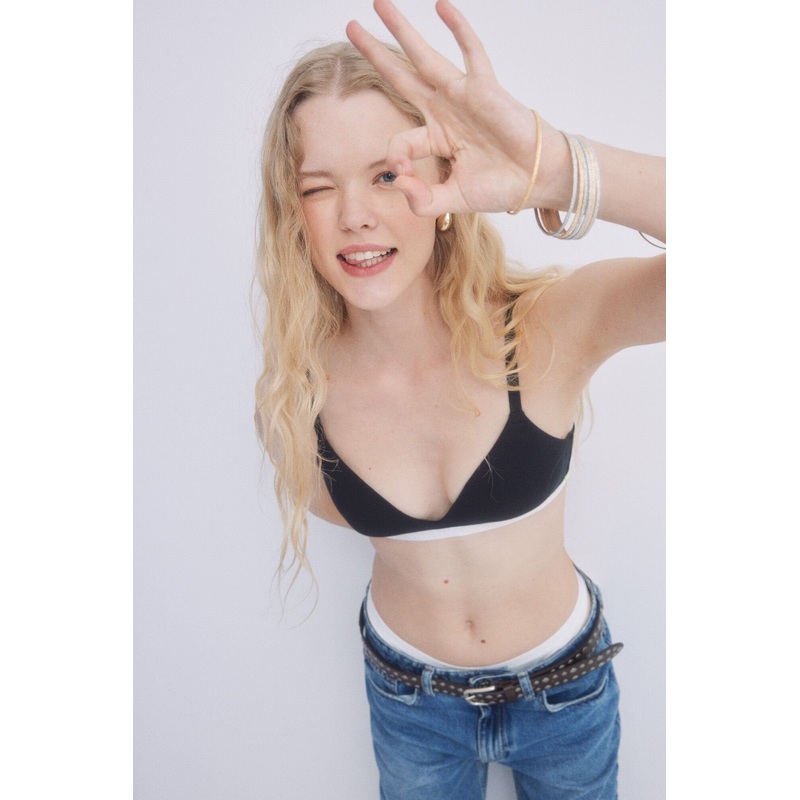 Black Triangular Bra Fixed Cups