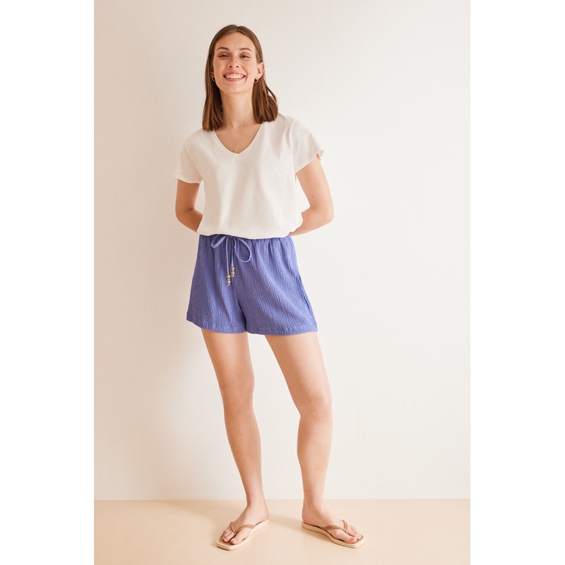 Blue Short Pants Embossed Texture