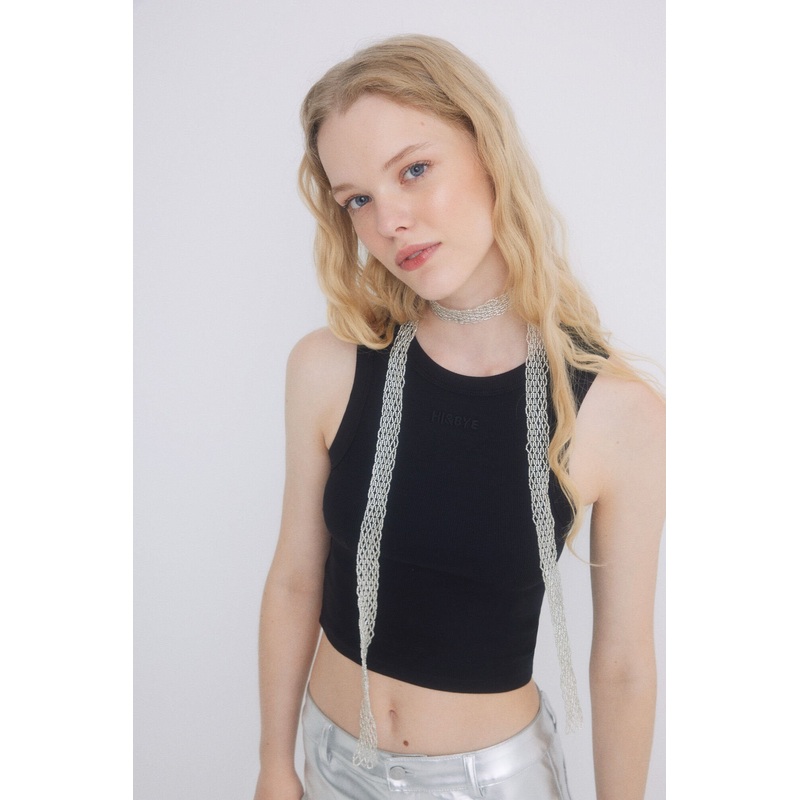 Crop Top Black Cotton
