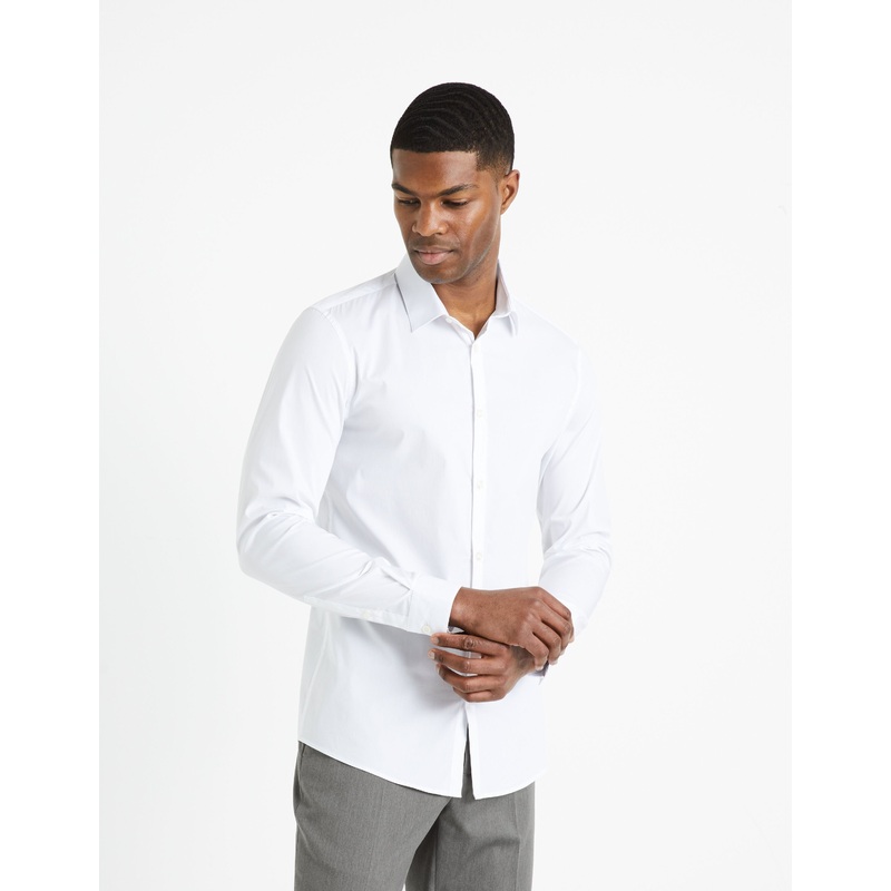 Extra Slim Stretch Cotton Shirt - White