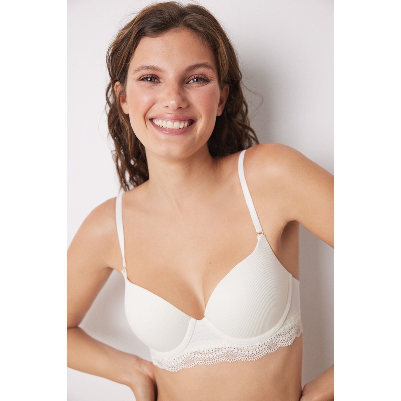 Gorgeous Ivory Cotton Push-Up Bra In Different Cup Sizes