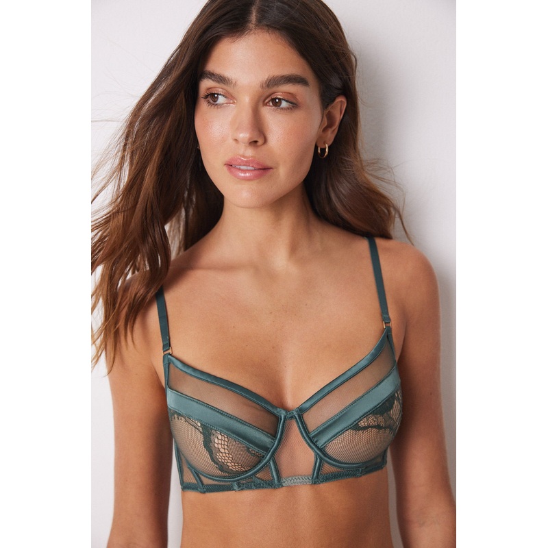 Intuitive Green Lace Bustier Bra In Different Cup Sizes