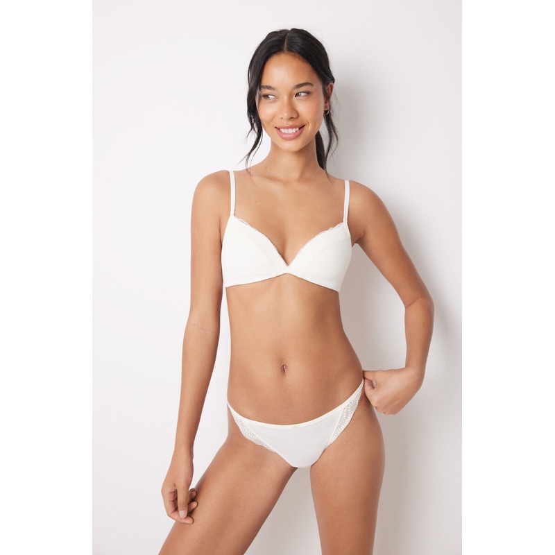 Ivory Ribbed Brazilian Panty