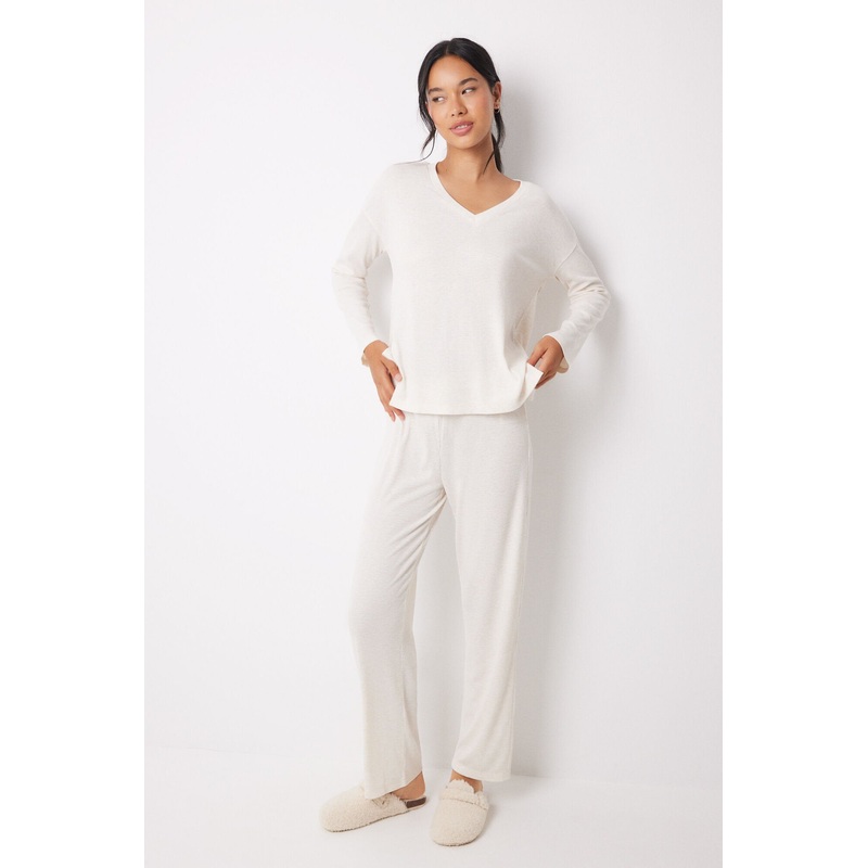 Ivory Ribbed Long Set