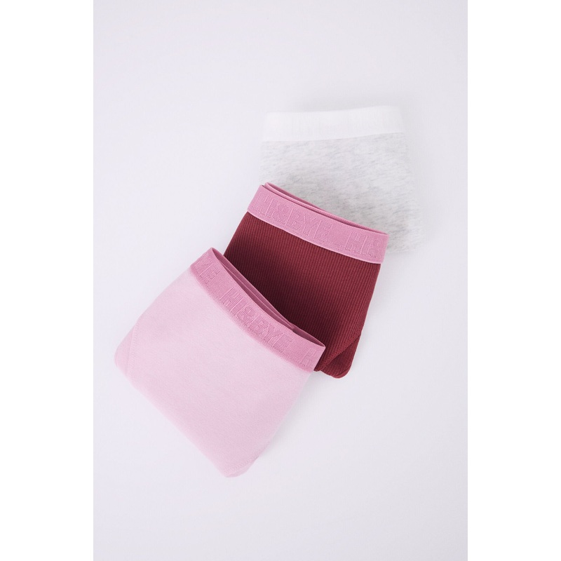 Pack Of 3 Brazilian Cotton Panties In Grey, Pink & Wine