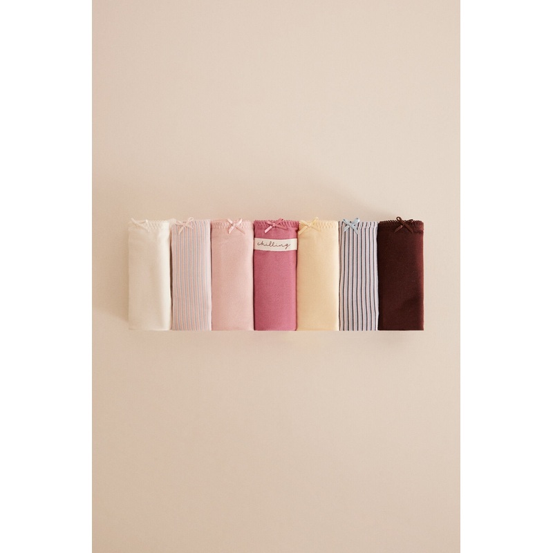 Pack Of 7 Brazilian Striped Cotton Panties