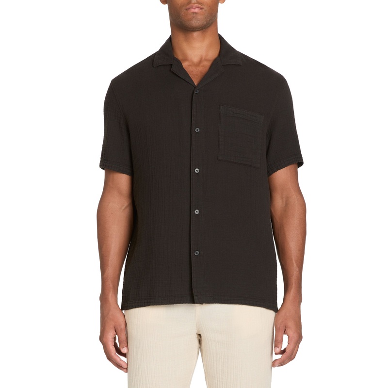 Regular Cotton Gauze Shirt - Black