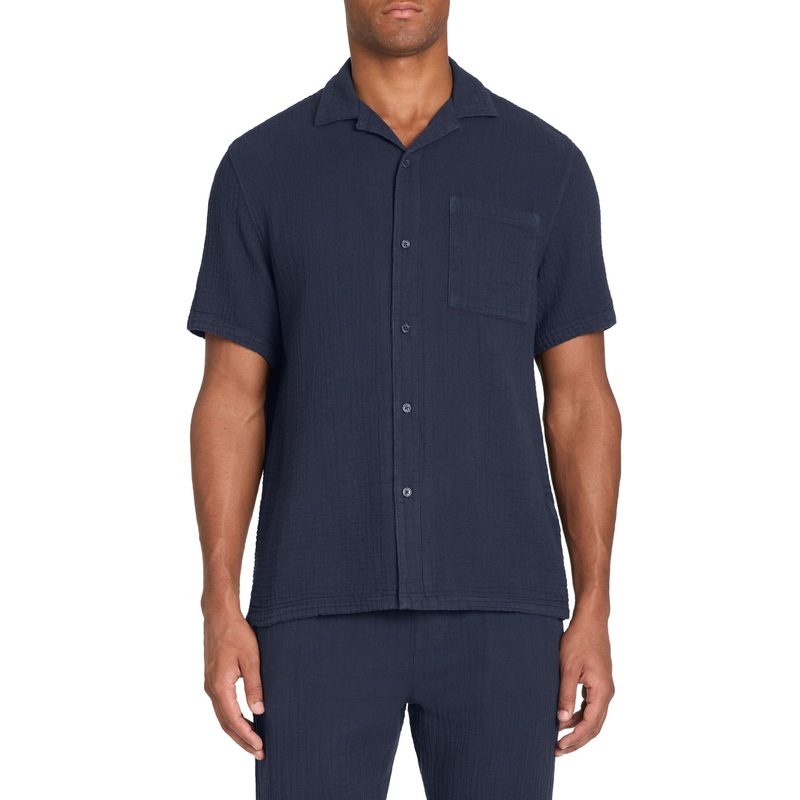 Regular Cotton Gauze Shirt - Navy