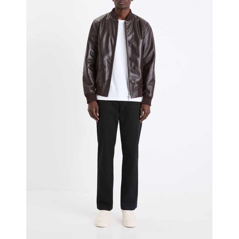 Straight Chino Pants In Stretch Cotton - Black